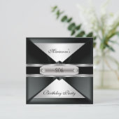 30e verjaardag Elegant Black Silver op zilver Kaart (Staand voorkant)