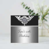 30e verjaardag Elegant Black Silver White Jewel Kaart (Staand voorkant)