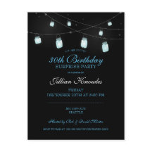 30e verjaardag Elegant Blue Mason Jar Bright Fun