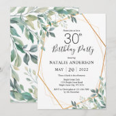 30e verjaardag Elegant Eucalyptus Greenery and Gol Kaart (Voorkant / Achterkant)
