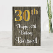 30e verjaardag: Elegant Faux Gold Look #, Faux Woo Kaart (Voorkant)