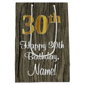 30e verjaardag: Elegant Faux Gold Look #, Faux Woo Medium Cadeauzakje (Achterkant)