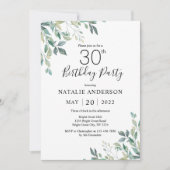 30e verjaardag Elegant Green Eucalyptus Greenery Kaart (Voorkant)