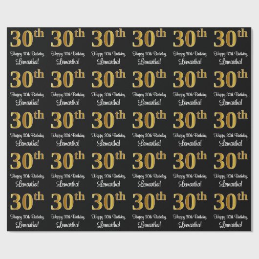 30e verjaardag: Elegant Luxe Faux Gold Look # Cadeaupapier (Vlak)