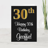 30e verjaardag ~ Elegant Luxe Faux Gold Look # Kaart (Voorkant)