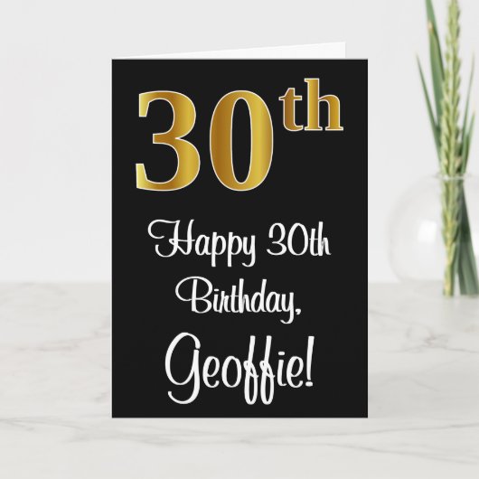 30e verjaardag ~ Elegant Luxe Faux Gold Look # Kaart (Voorkant)
