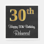 30e verjaardag ~ Elegant Luxe Faux Gold Look # Servet (Voorkant)