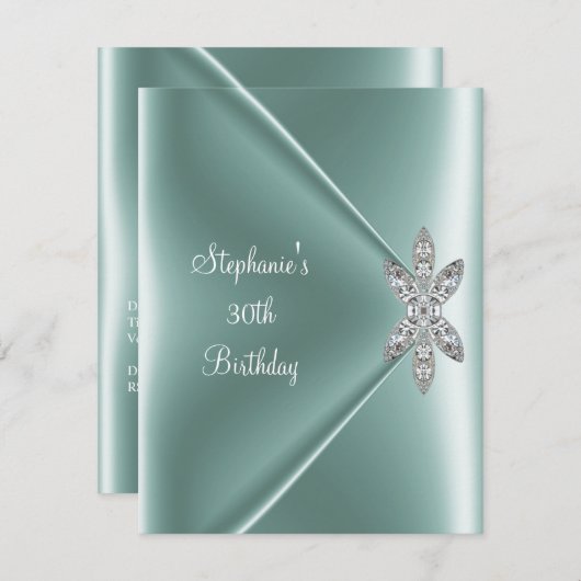 30e verjaardag Elegant Mint Green Jewel Kaart (Voorkant / Achterkant)