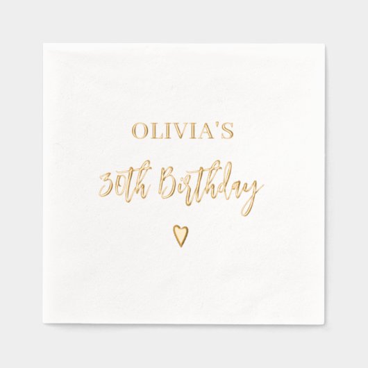 30e verjaardag Elegant Modern Heart Gold Folie Servetten (Voorkant)