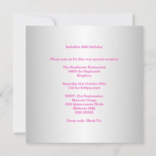 30e verjaardag Elegant Pink Floral Butterfly White Kaart (Achterkant)