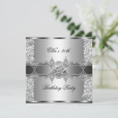 30e verjaardag Elegant Silver Floral Jewel Kaart (Staand voorkant)