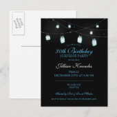 30e Verjaardag Elegante Blauwe Metselaars Pot Held Uitnodiging Briefkaart (Voorkant / Achterkant)