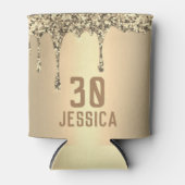 30e verjaardag Elegante Gouden Glitter Drip Favors Blikjeskoeler (Voorkant)