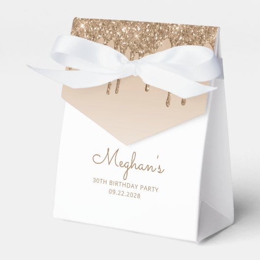30e Verjaardag Elegante Gouden Glitter Drip Script Bedankdoosjes (Voorkant Zijde)