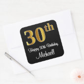30e verjaardag - Elegante luxe Faux Gold look # Vierkante Sticker (Envelop)