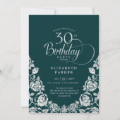 30e Verjaardag Emerald Green Silver Rozen Kaart (Voorkant)