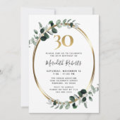 30e verjaardag Eucalyptus Gold Metallic Party Kaart (Voorkant)