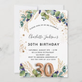 30e verjaardag eucalyptus greenery glitter elegant kaart (Voorkant)
