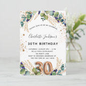 30e verjaardag eucalyptus greenery glitter elegant kaart (Staand voorkant)