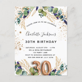 30e verjaardag eucalyptus greenery glitter elegant uitnodiging briefkaart