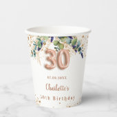 30e verjaardag eucalyptus greenery glitter monogra papieren bekers (Voorkant)
