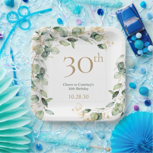 30e verjaardag Eucalyptus Papieren Bordje (Feest)