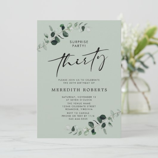 30e verjaardag Eucalyptus Sage Kaart (Staand voorkant)