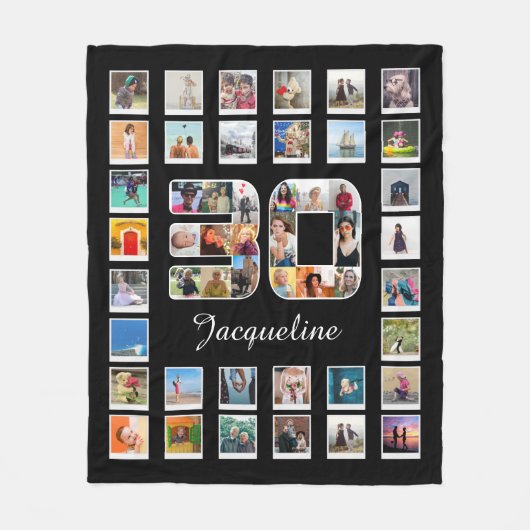 30e verjaardag Familie Foto Herinneringen Collage Fleece Deken (Voorkant)