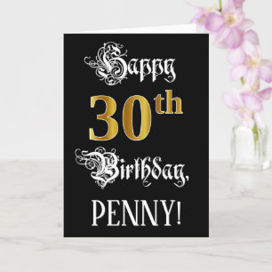 30e verjaardag — Fancy script; Faux Gold Kijk; naa Kaart