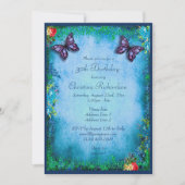 30e Verjaardag Faux Glitter, Vlinders & Rozen Kaart (Voorkant)
