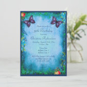 30e Verjaardag Faux Glitter, Vlinders & Rozen Kaart (Staand voorkant)