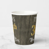 30e verjaardag — Faux Gold & Faux Wood Papieren Bekers (Links)
