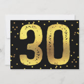 30e verjaardag Faux Gold Foil Confetti Black Kaart (Voorkant)