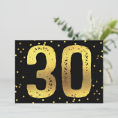 30e verjaardag Faux Gold Foil Confetti Black Kaart (Staand voorkant)