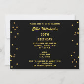 30e verjaardag Faux Gold Foil Confetti Black Kaart (Achterkant)
