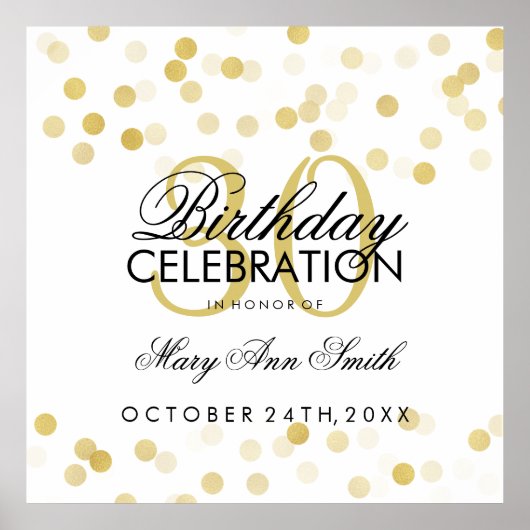 30e verjaardag Faux Gold Foil Glitter Lichten Poster (Voorkant)