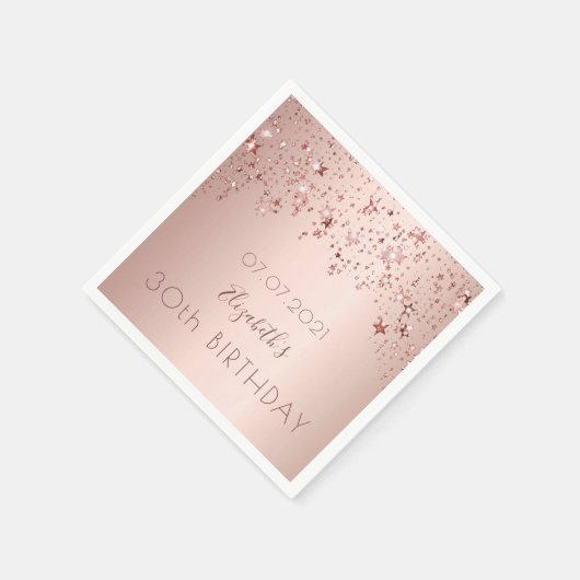30e verjaardag feest 30 roos gouden sterren roze servet (Hoek)