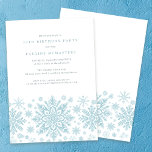 30e Verjaardag Feest Blauw Wit Sneeuwvlok Winter Kaart<br><div class="desc">Zeer elegante blauwe waterverf sneeuwvlokken creëer een  rand langs de onderkant van deze volwassen verjaardagsuitnodiging. Modern en minimalistisch design heeft een open en luchtig gevoel. De hedendaagse esthetiek zal mensen van alle leeftijden aanspreken.</div>
