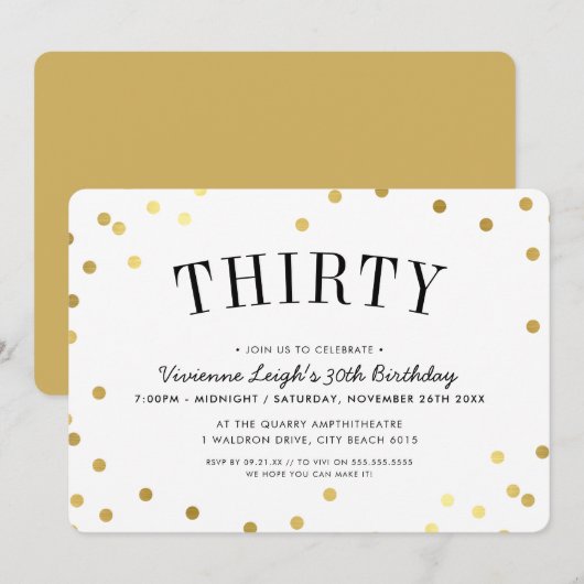 30E VERJAARDAG FEEST stijlvolle gouden confetti vl Kaart (Voorkant / Achterkant)