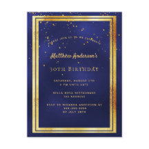 30e verjaardag feestje blauwe goudgouden glimmende