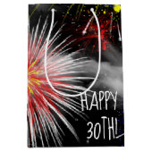 30e verjaardag Fireworks in Clouds Medium Gift Bag Cadeauzakje (Voorkant)