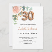 30e verjaardag floraal roos goud eucalyptus greene kaart (Voorkant)