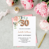 30e verjaardag floraal roos goud eucalyptus greene uitnodiging briefkaart