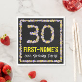 30e verjaardag: Floral Flowers Number, Custom Name Servet (Insitu)