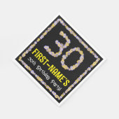 30e verjaardag: Floral Flowers Number, Custom Name Servet (Hoek)