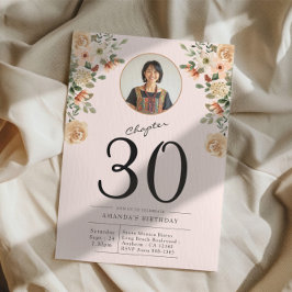 30e verjaardag Floral Photo Party Kaart