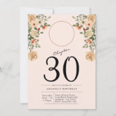30e verjaardag Floral Photo Party Kaart (Voorkant)