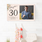 30e verjaardag Floral Pink Foto Spandoek (Insitu)