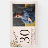 30e verjaardag Floral Pink Foto Spandoek (Verticaal)