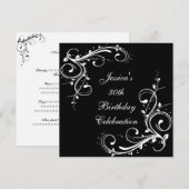 30e verjaardag Floral Swirls Black & White Kaart (Voorkant / Achterkant)